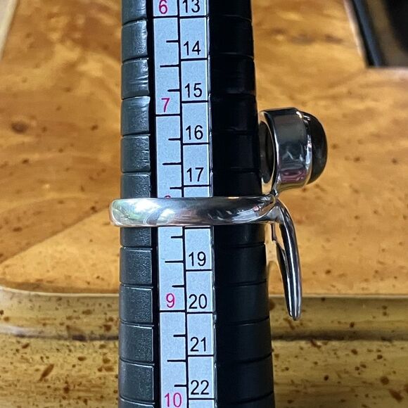 Natural Labradorite Sterling Silver Moon Motif Ring Size 8 - Picture 8 of 9